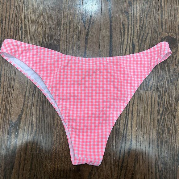 New Swimming Bikini Women's Gabrielle Union Pink and White checks Size XXL - Picture 2 of 3